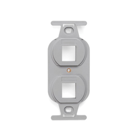 LEVITON 2-Port Flush Mount Unloaded, Single Gang Quickport 106, Grey 41087-2GP